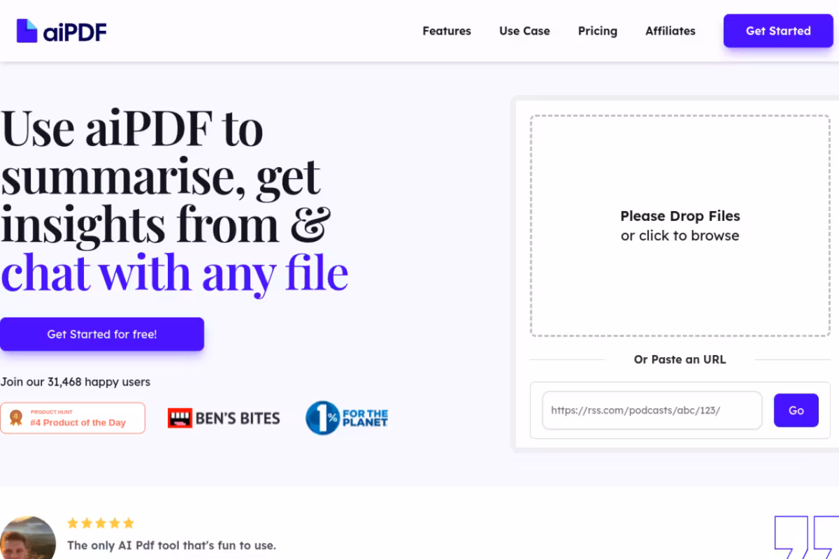 aiPDF homepage screenshot