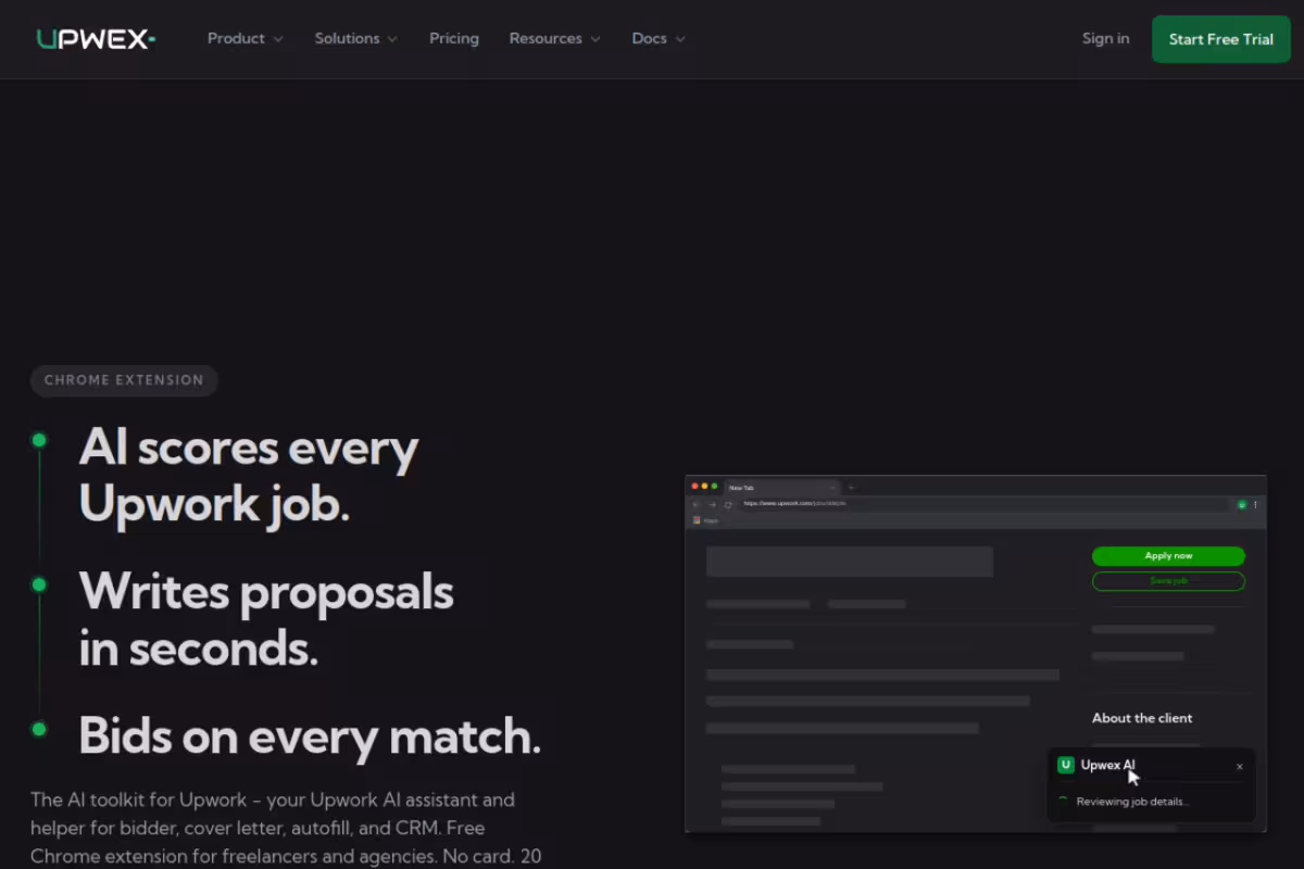 Upwex.io homepage screenshot