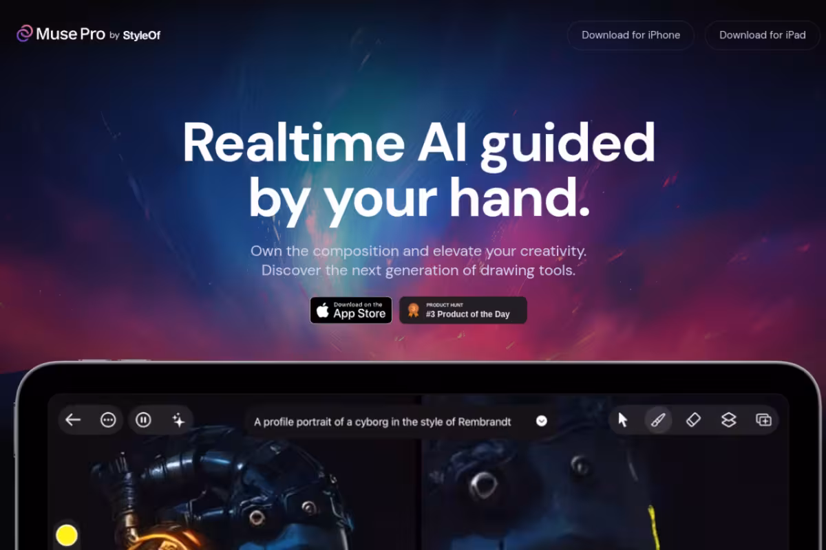 Muse Pro homepage screenshot