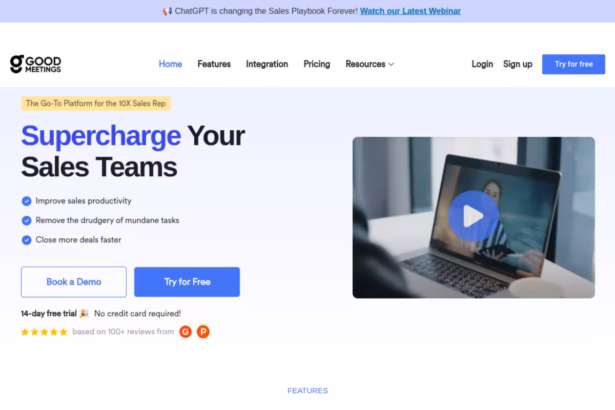 Goodmeetings homepage screenshot