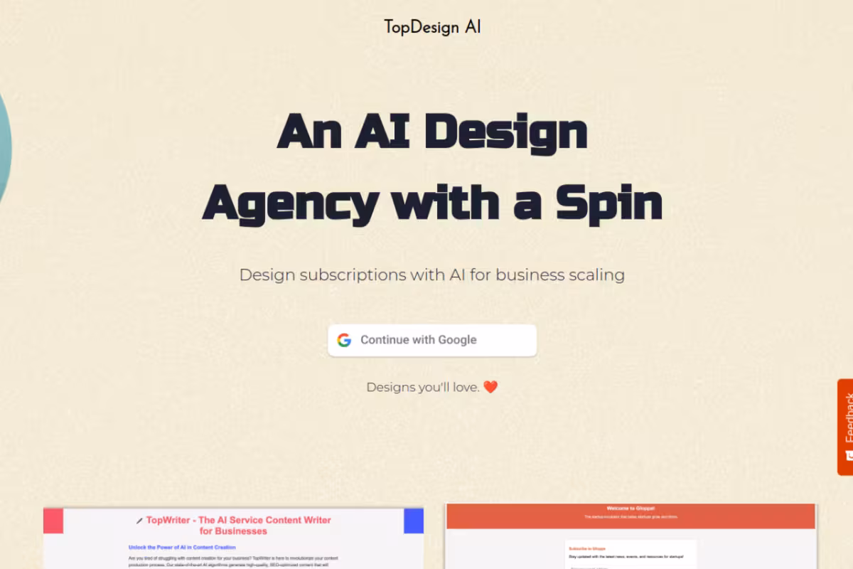 TopDesign AI homepage screenshot