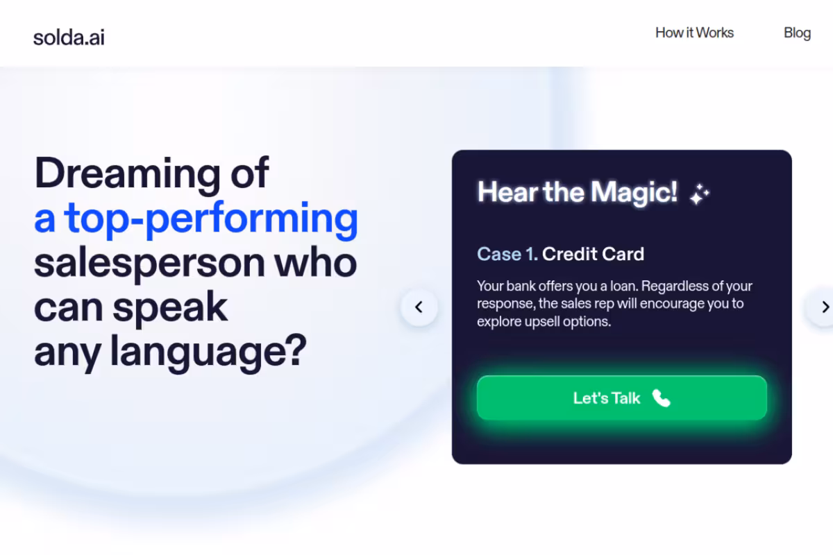 Solda AI homepage screenshot