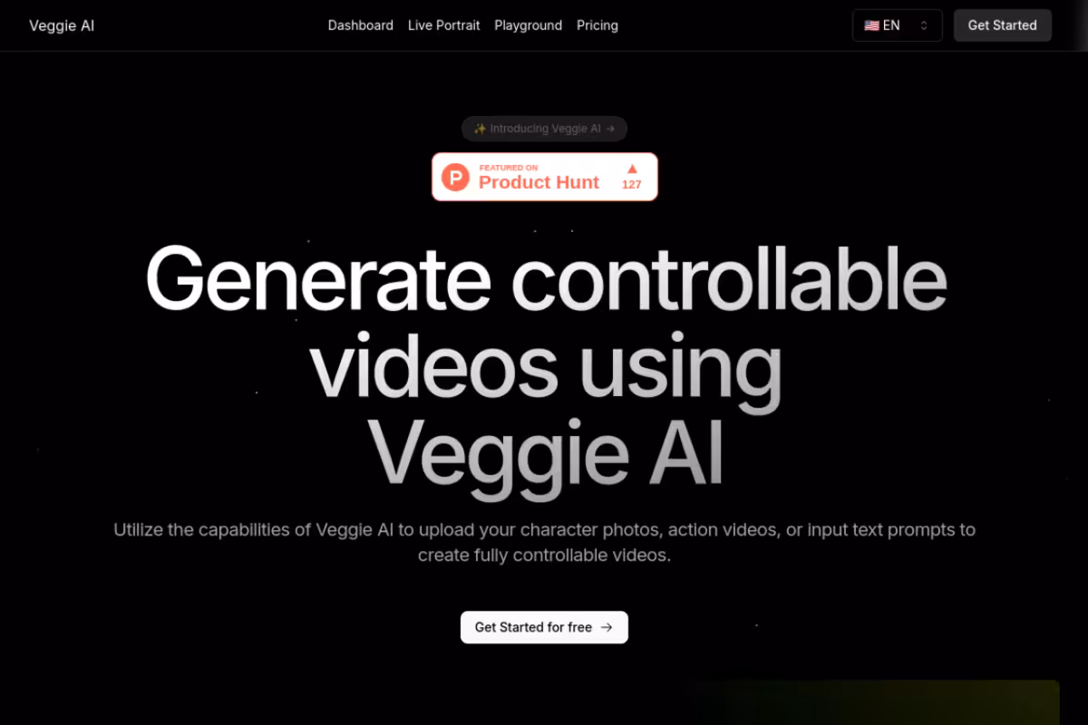 Veggie AI homepage screenshot