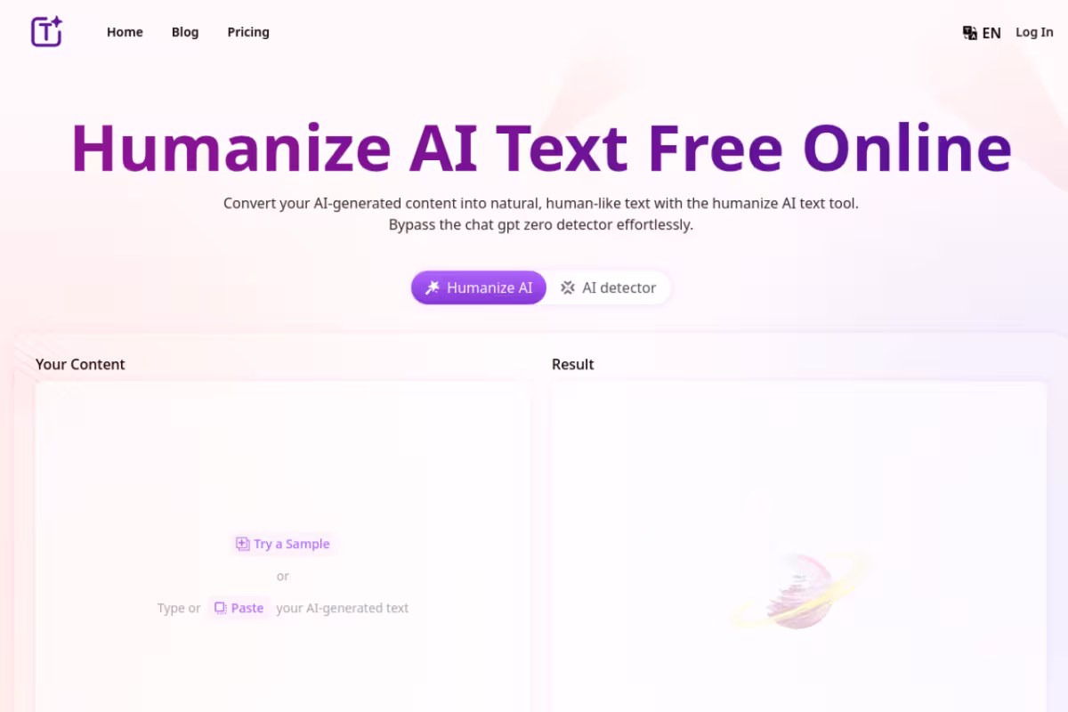 Humanize.im:Humanize AI Text Free Online homepage screenshot