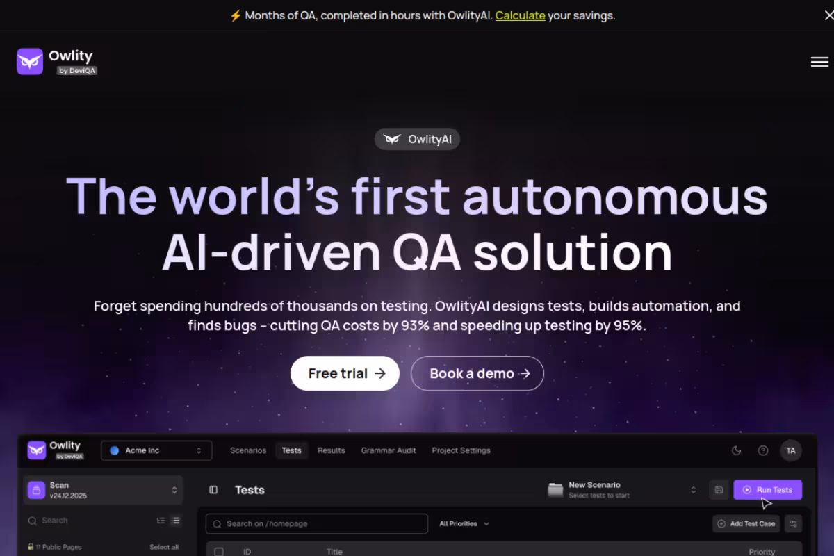 Owlity homepage screenshot