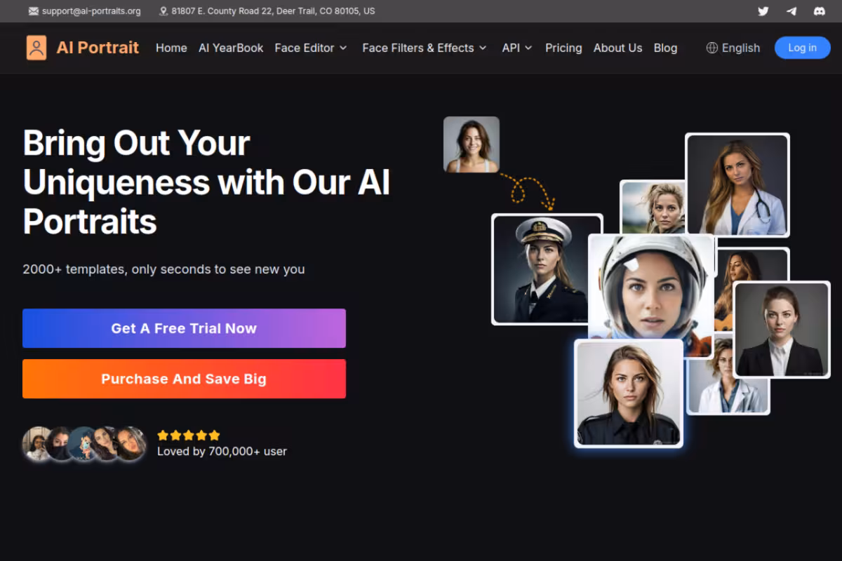 AI Portrait Gnerator homepage screenshot