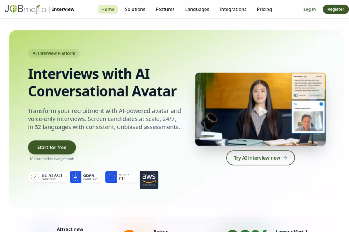 AI Interview Platform homepage screenshot