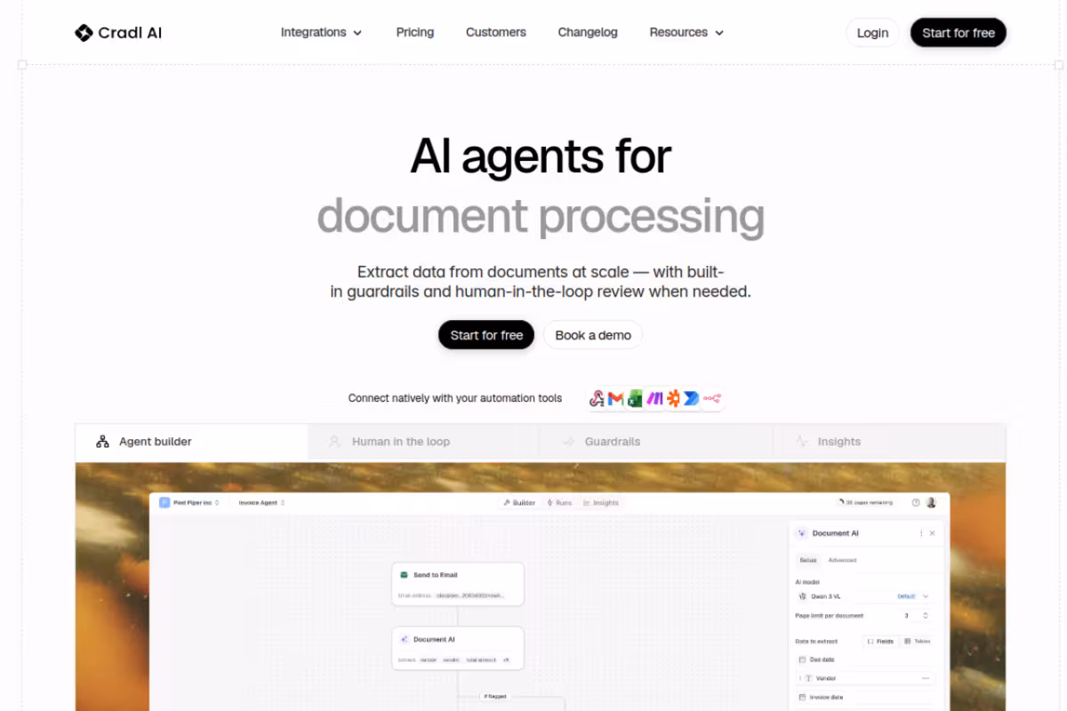 Cradl AI homepage screenshot