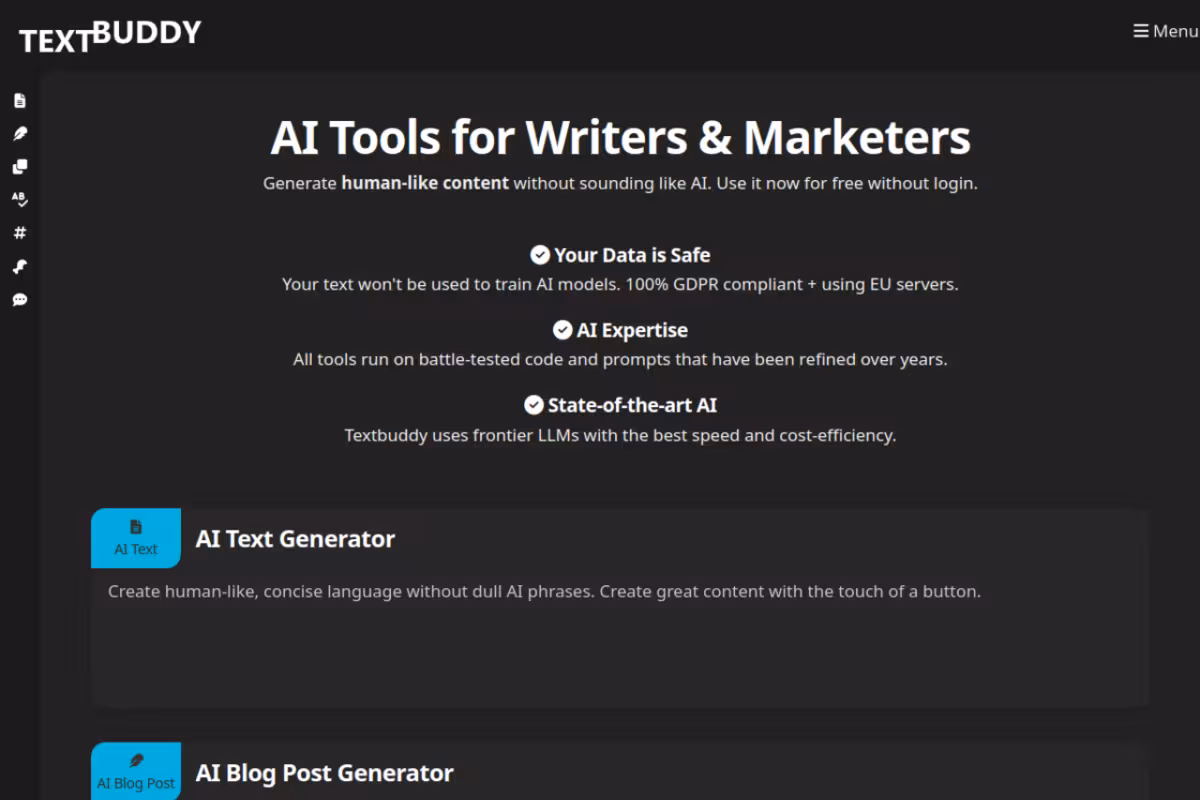 Textbuddy homepage screenshot