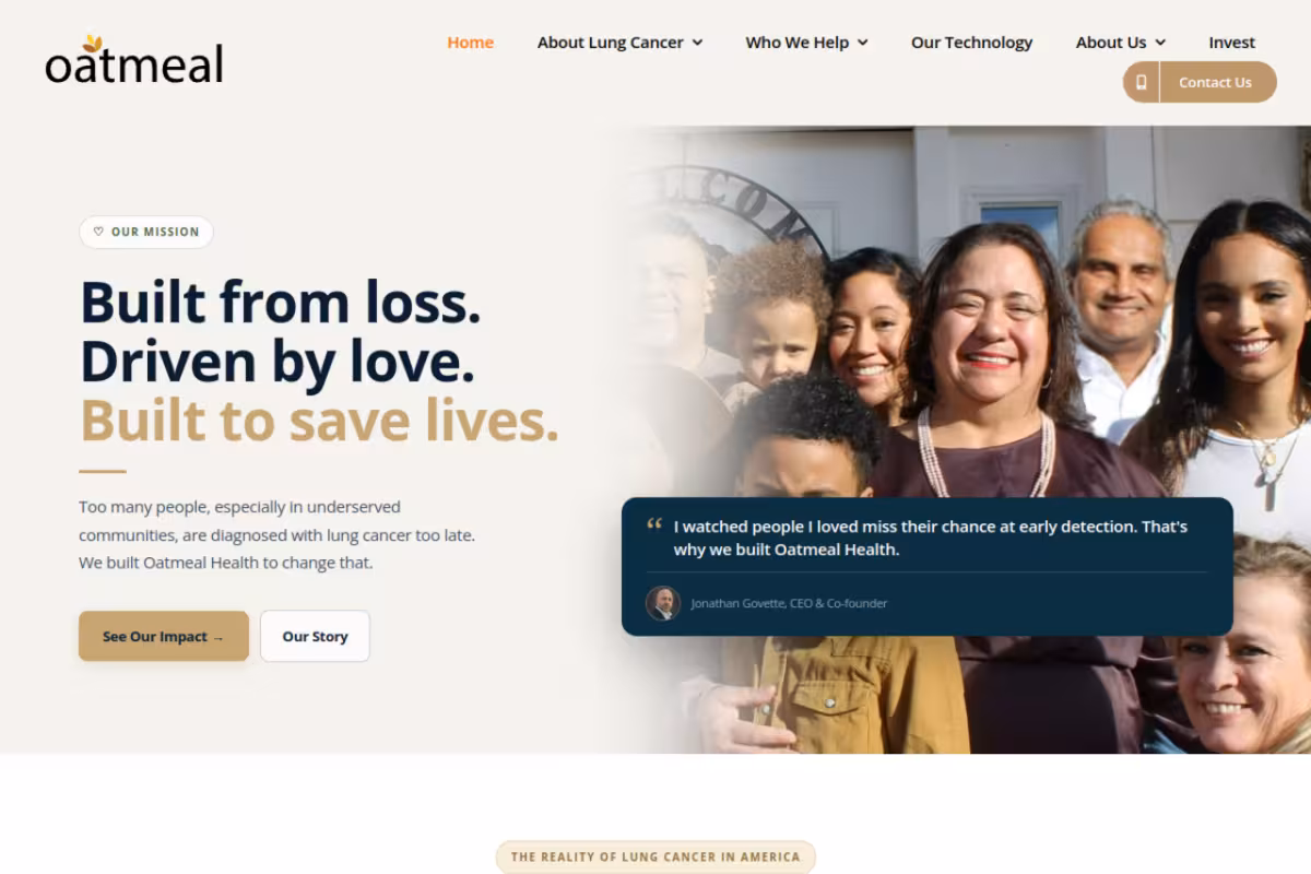 Oatmeal Health homepage screenshot