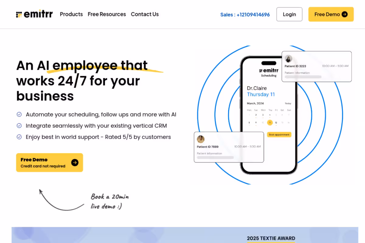 An AI employee that works 24/7 for your business homepage screenshot