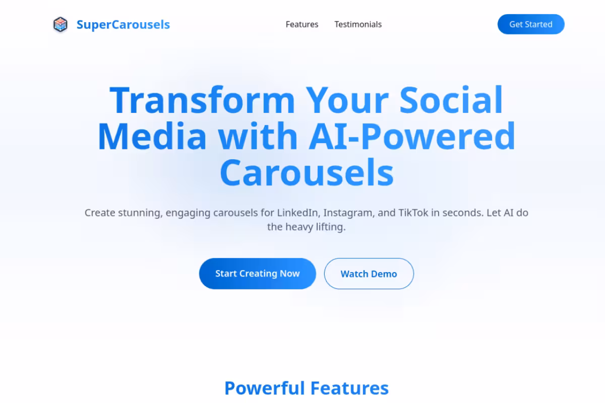 SuperCarousels homepage screenshot