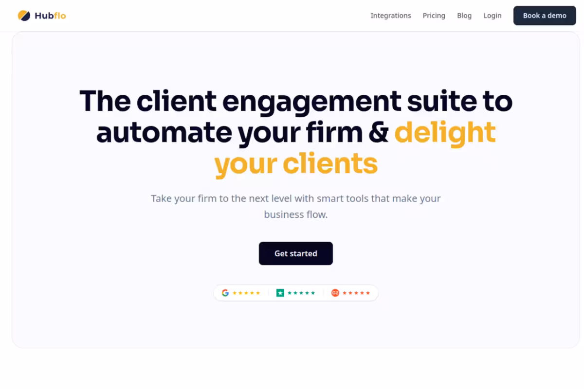 Hubflo homepage screenshot