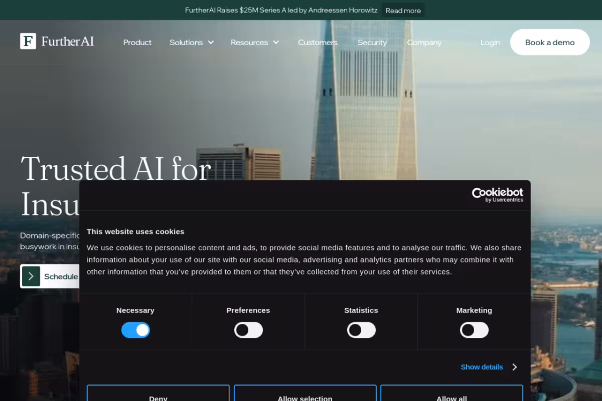 FurtherAI homepage screenshot