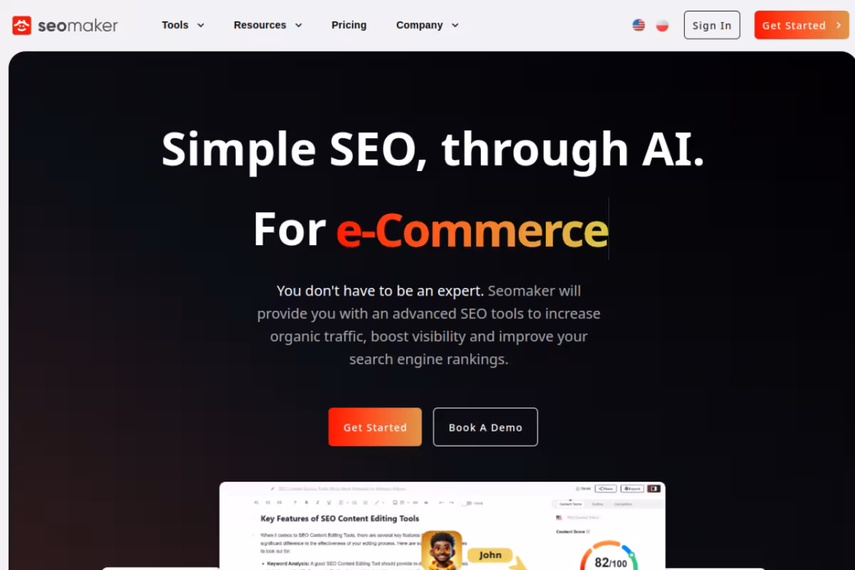 Seomaker homepage screenshot