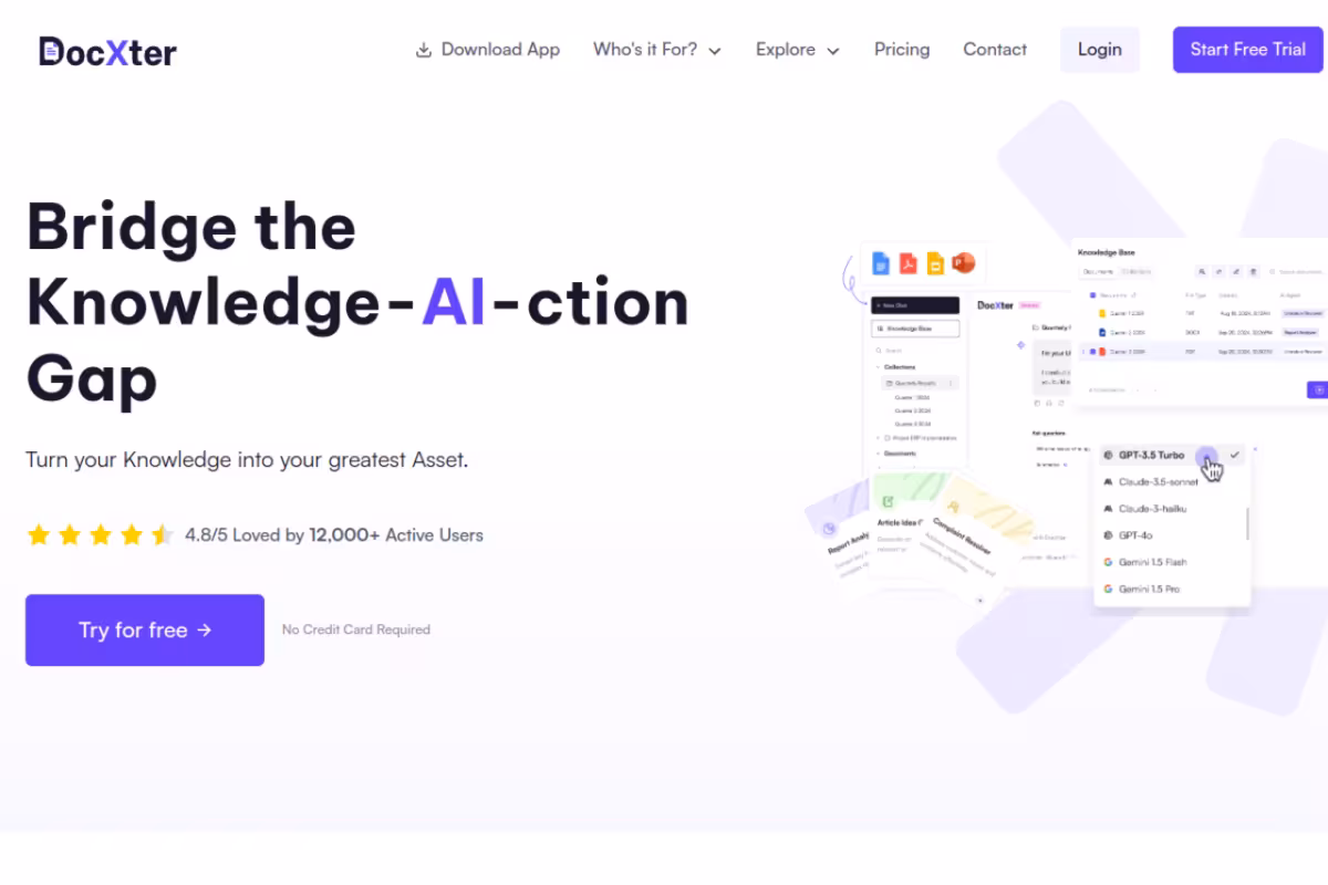 DocXter homepage screenshot