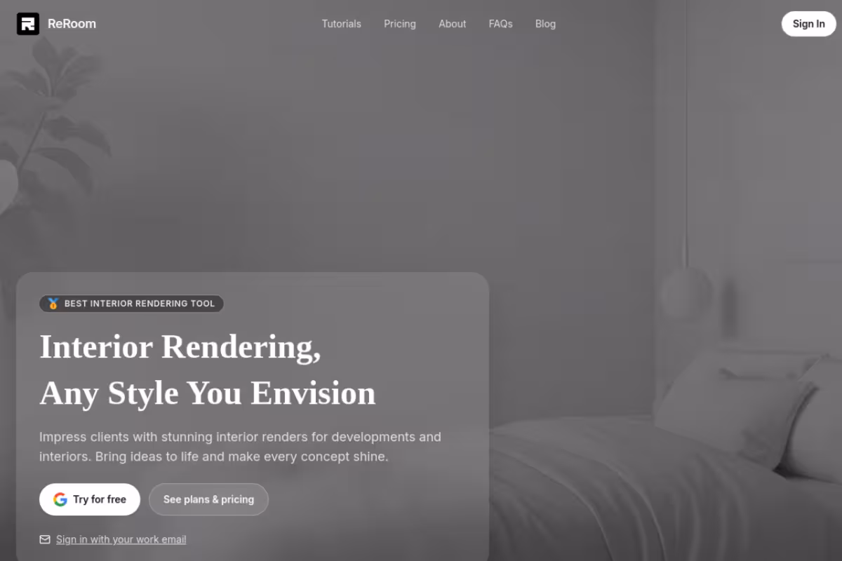 Reroom homepage screenshot