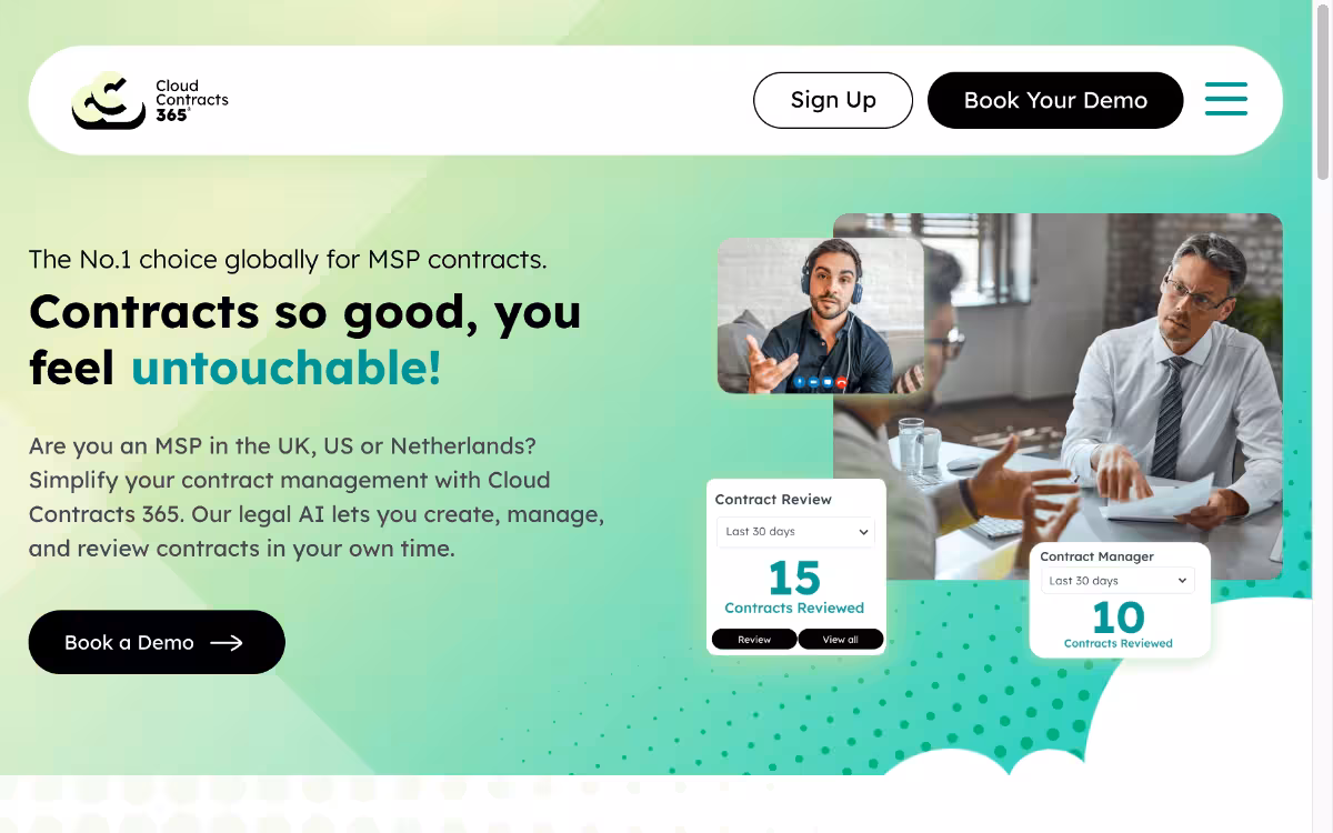 Cloud Contracts 365 homepage screenshot