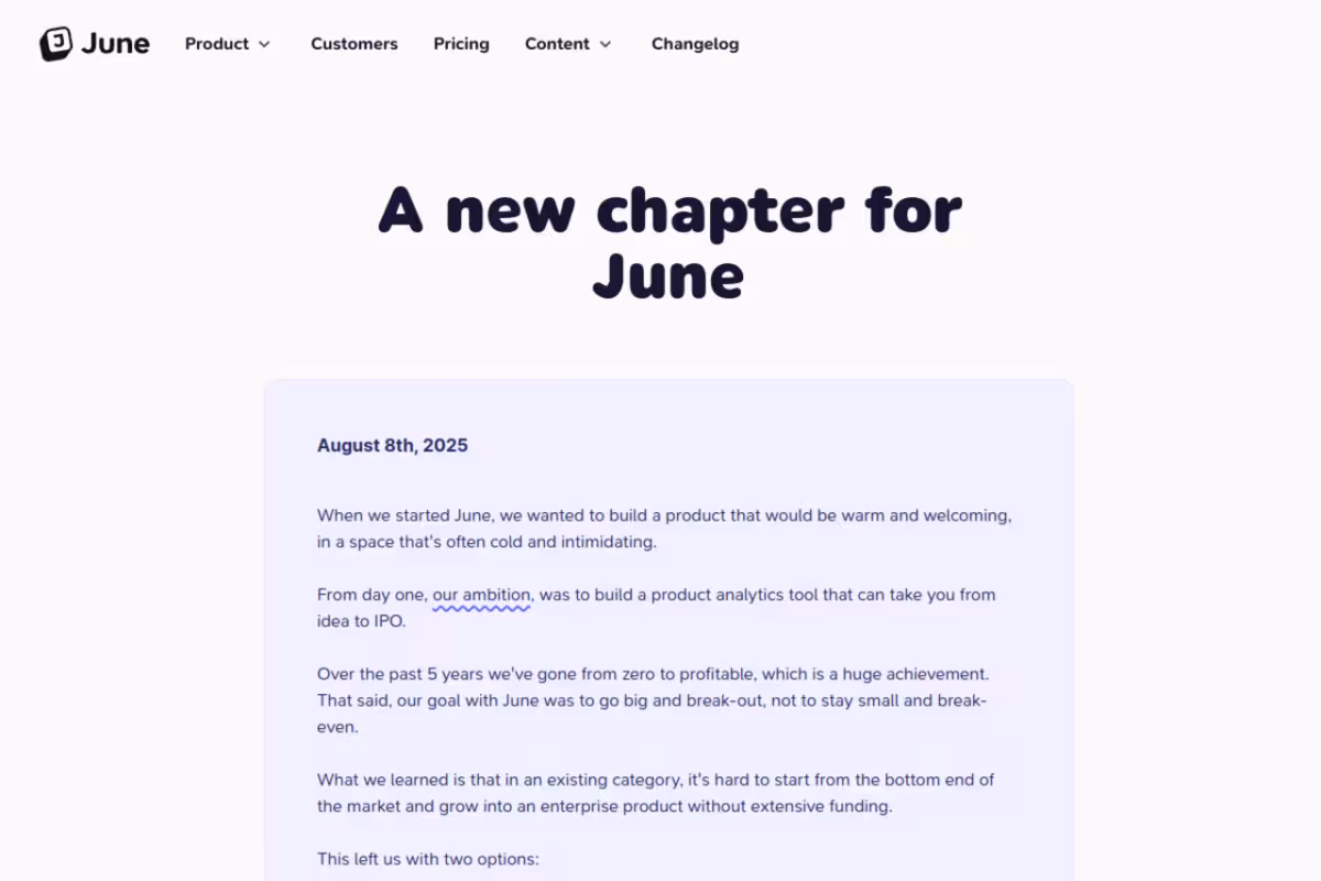 June homepage screenshot
