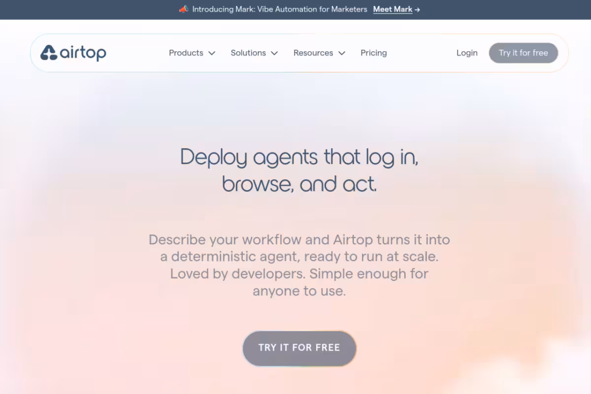 Airtop homepage screenshot