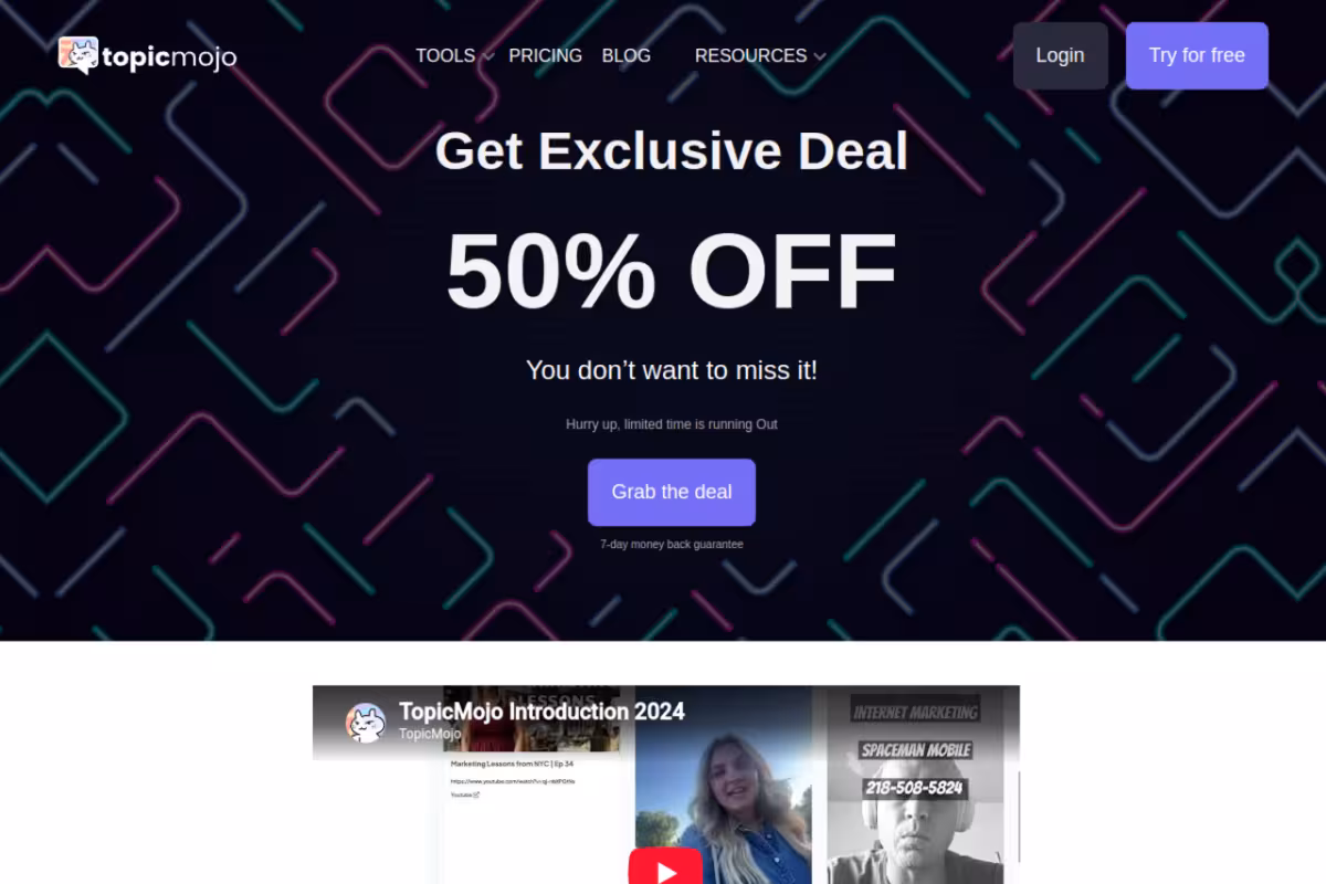 Topicmojo homepage screenshot