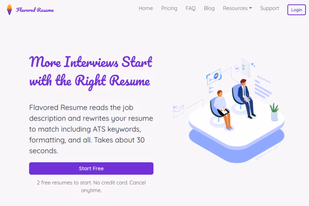 Flavored Resume homepage screenshot