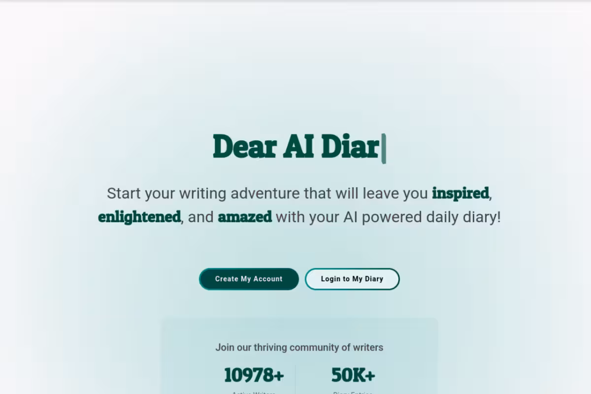 AI Diary homepage screenshot