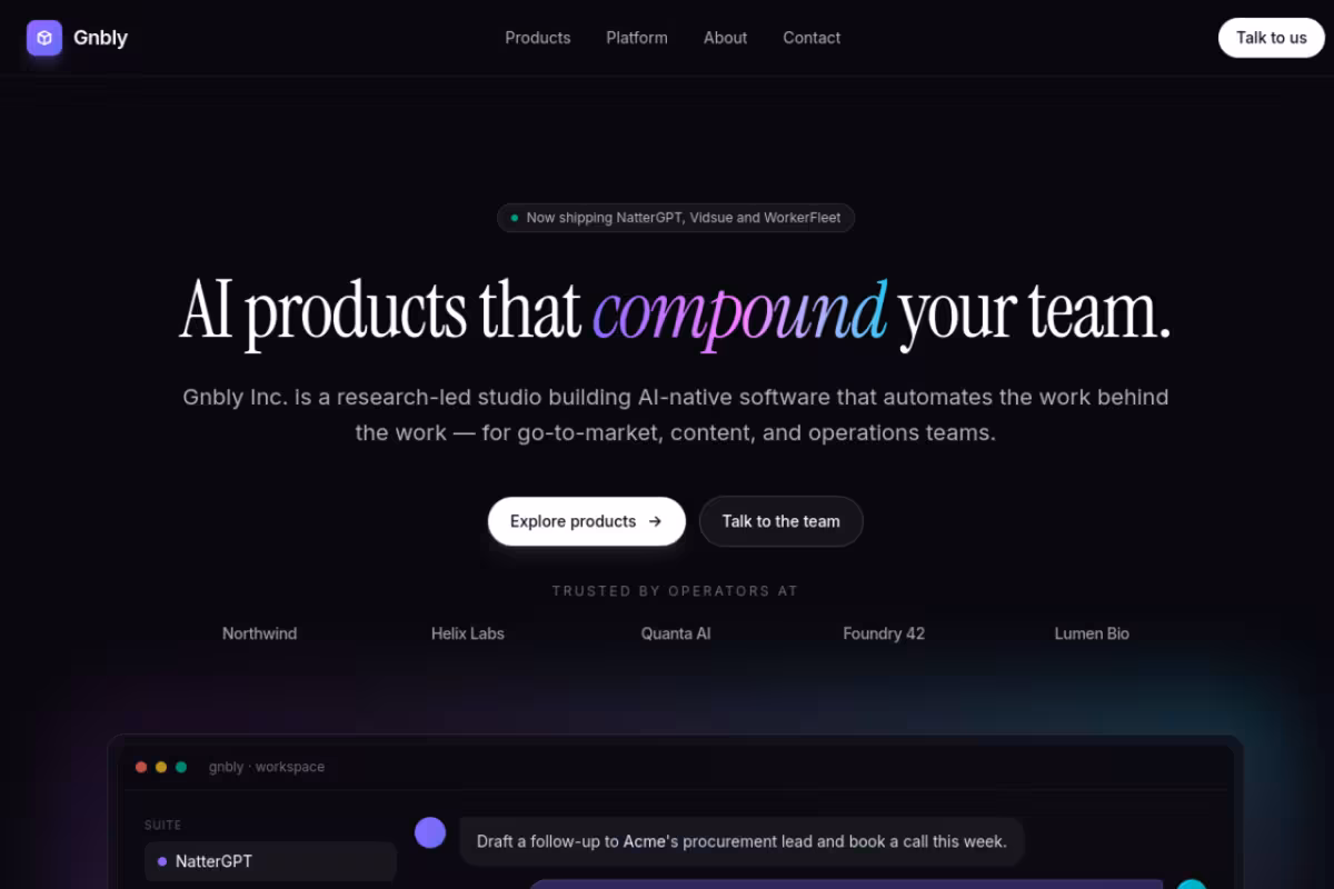Gnbly homepage screenshot