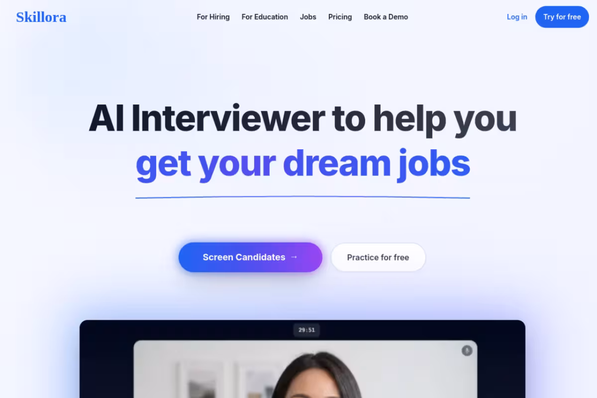Skillora homepage screenshot