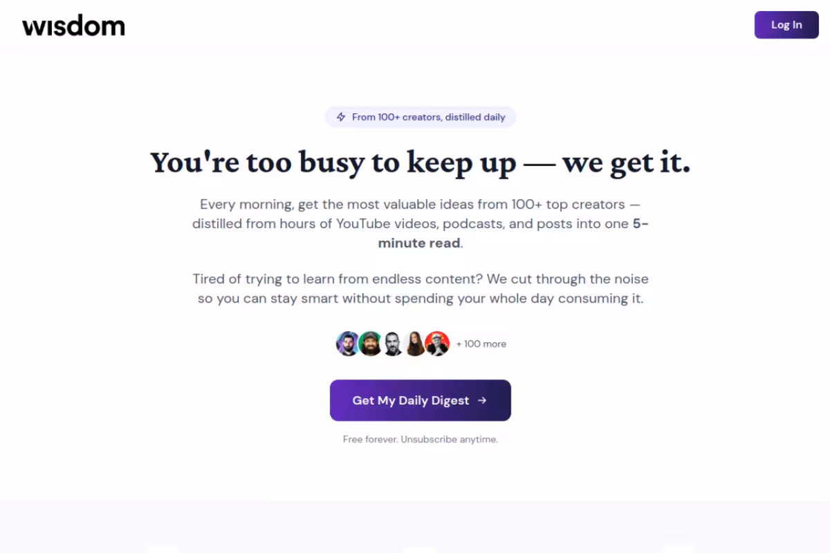 WisdomAI homepage screenshot