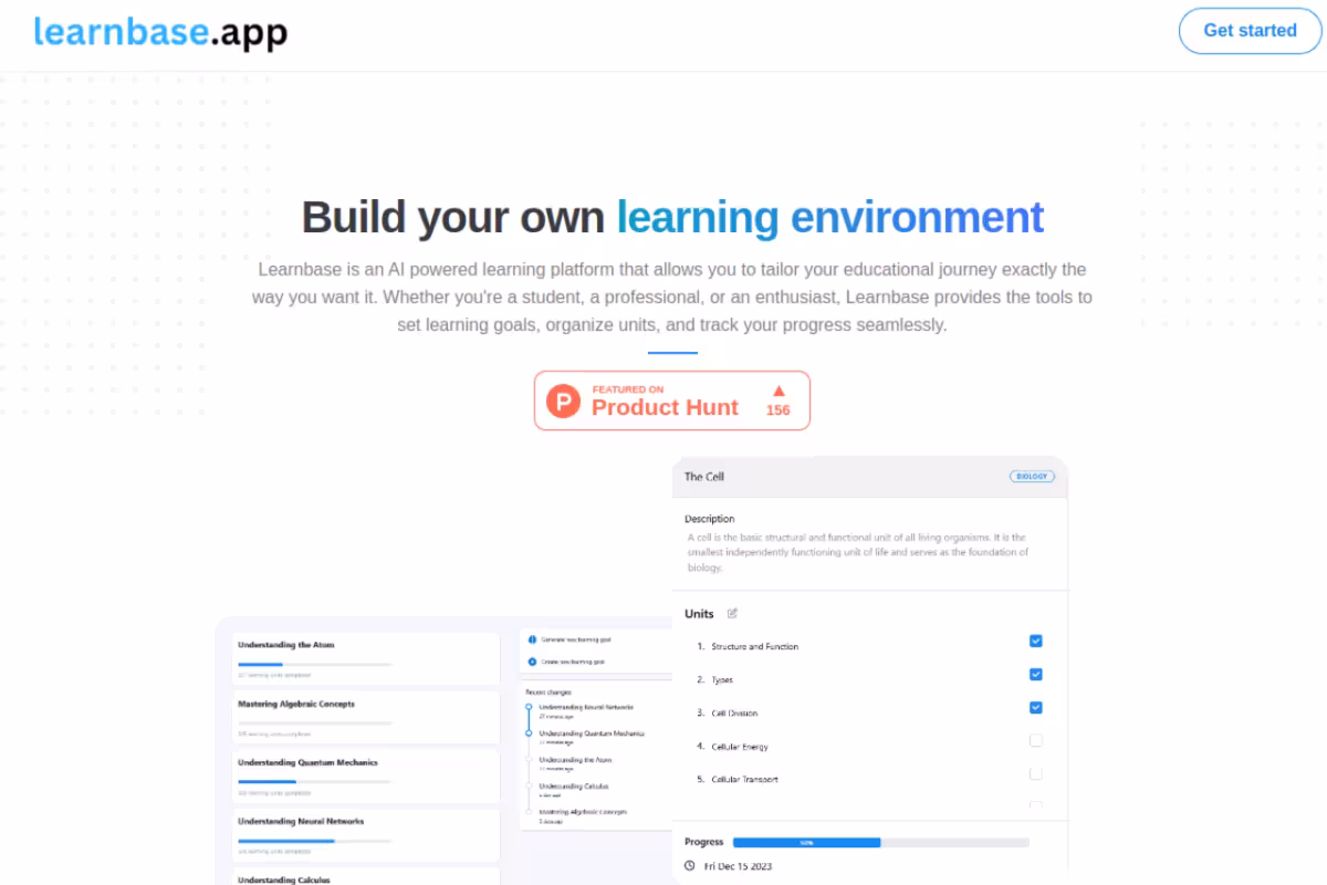 Learnbase homepage screenshot