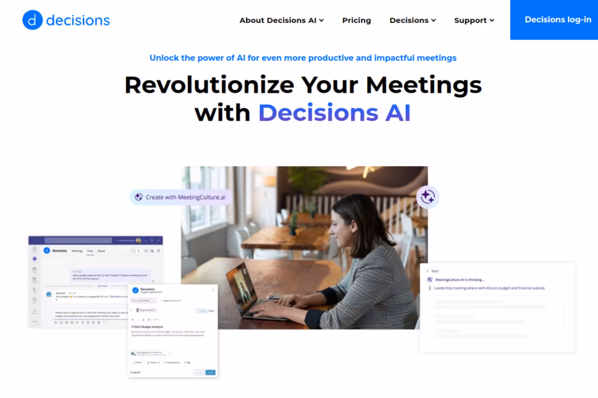 MeetingCulture.ai from Decisions homepage screenshot