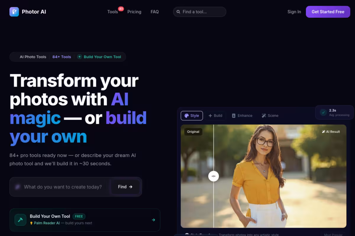 Photor AI homepage screenshot