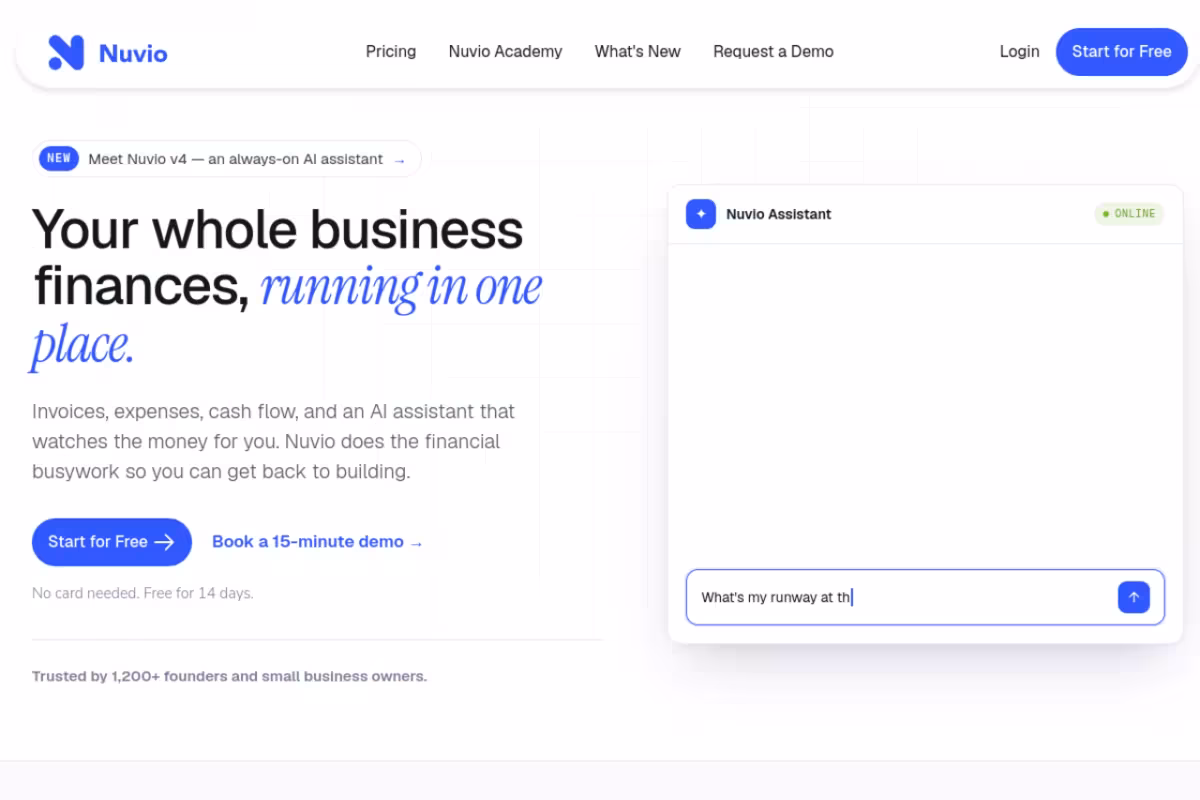 Nuvio homepage screenshot