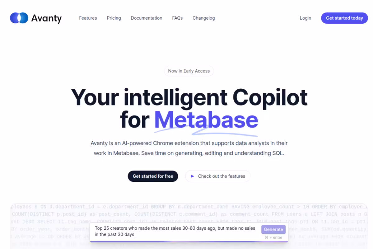 Avanty homepage screenshot