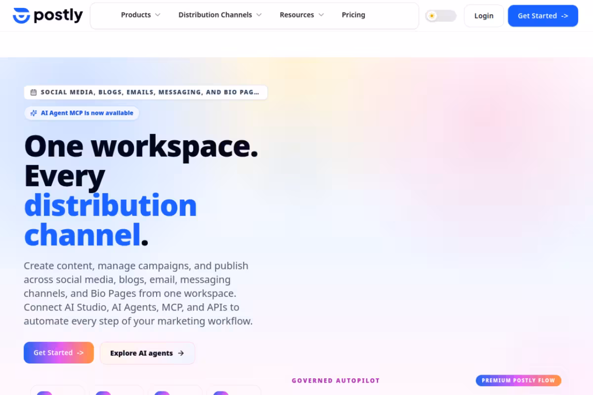 Postly homepage screenshot