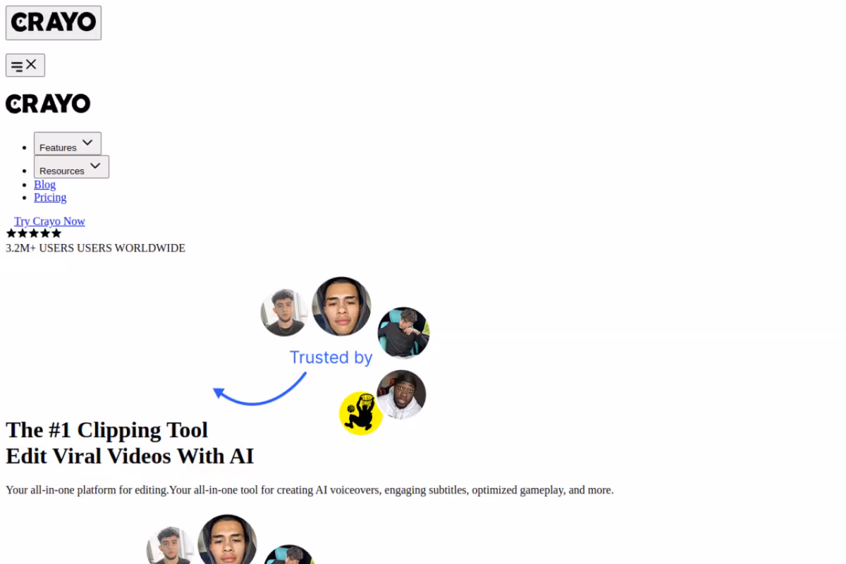 Crayo homepage screenshot