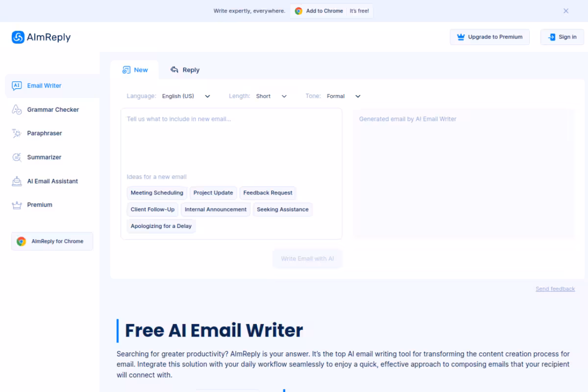 AImReply homepage screenshot
