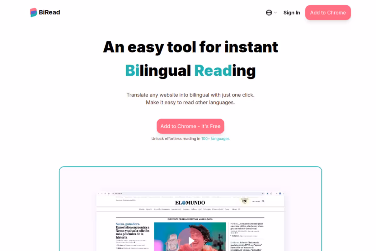 BiRead homepage screenshot