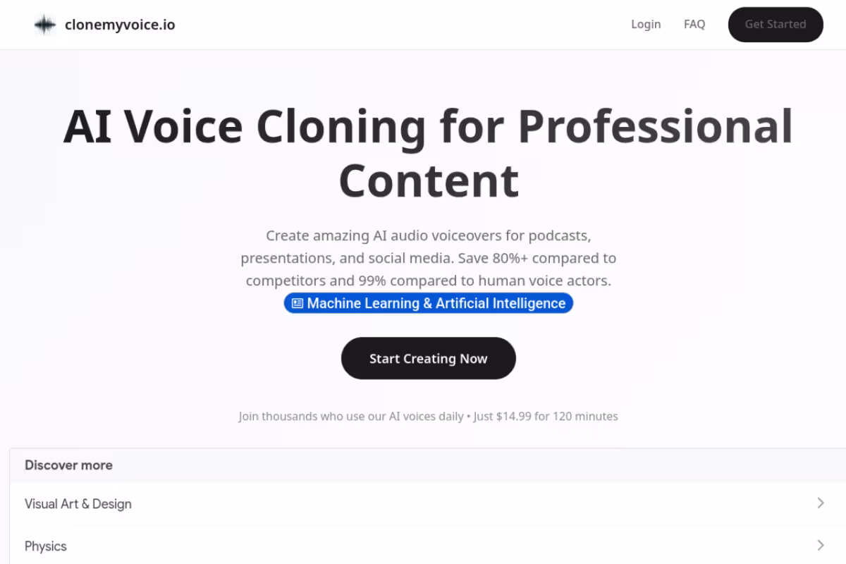 clonemyvoice.io homepage screenshot