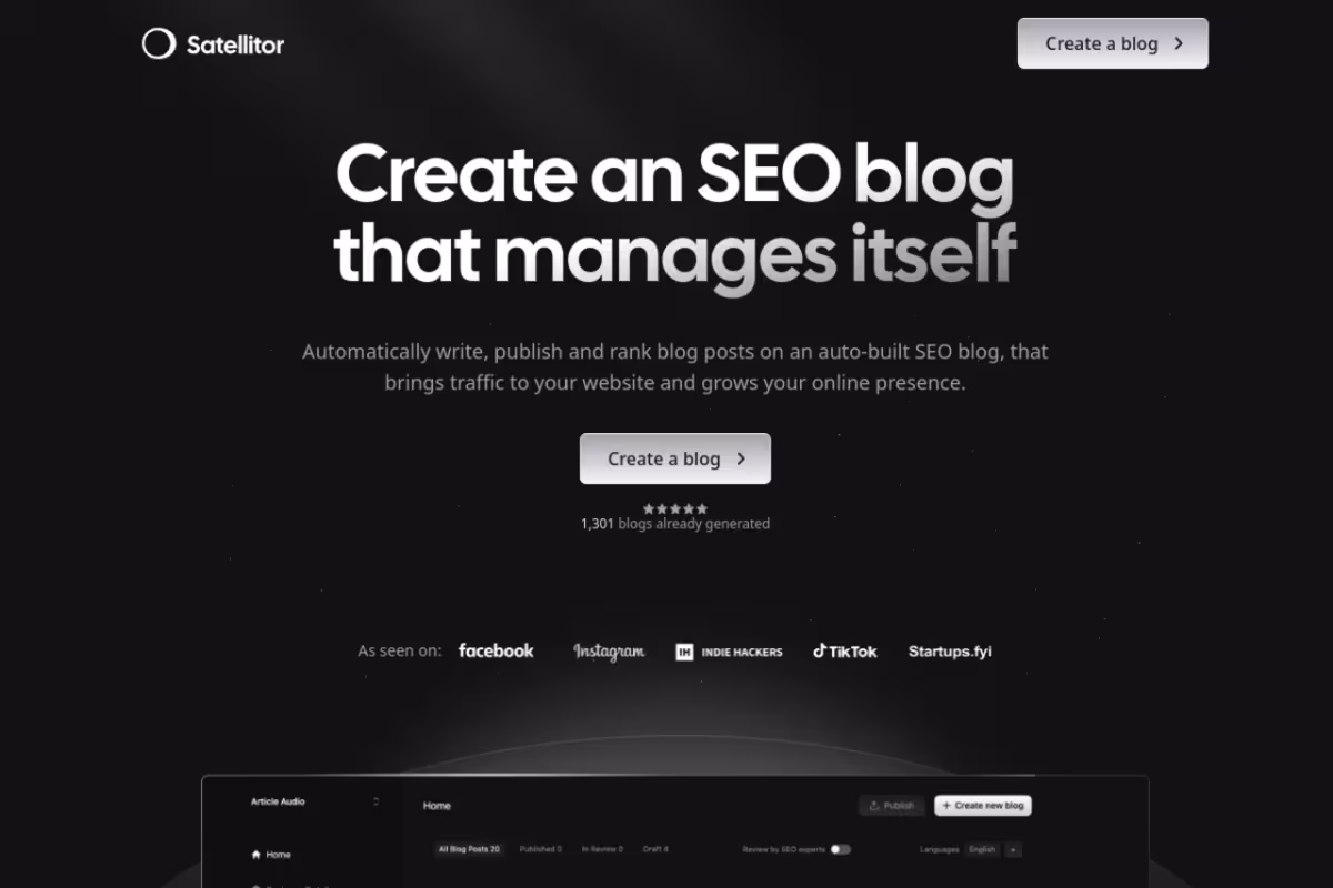 Satellitor homepage screenshot