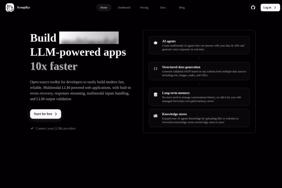 Scoopika homepage screenshot