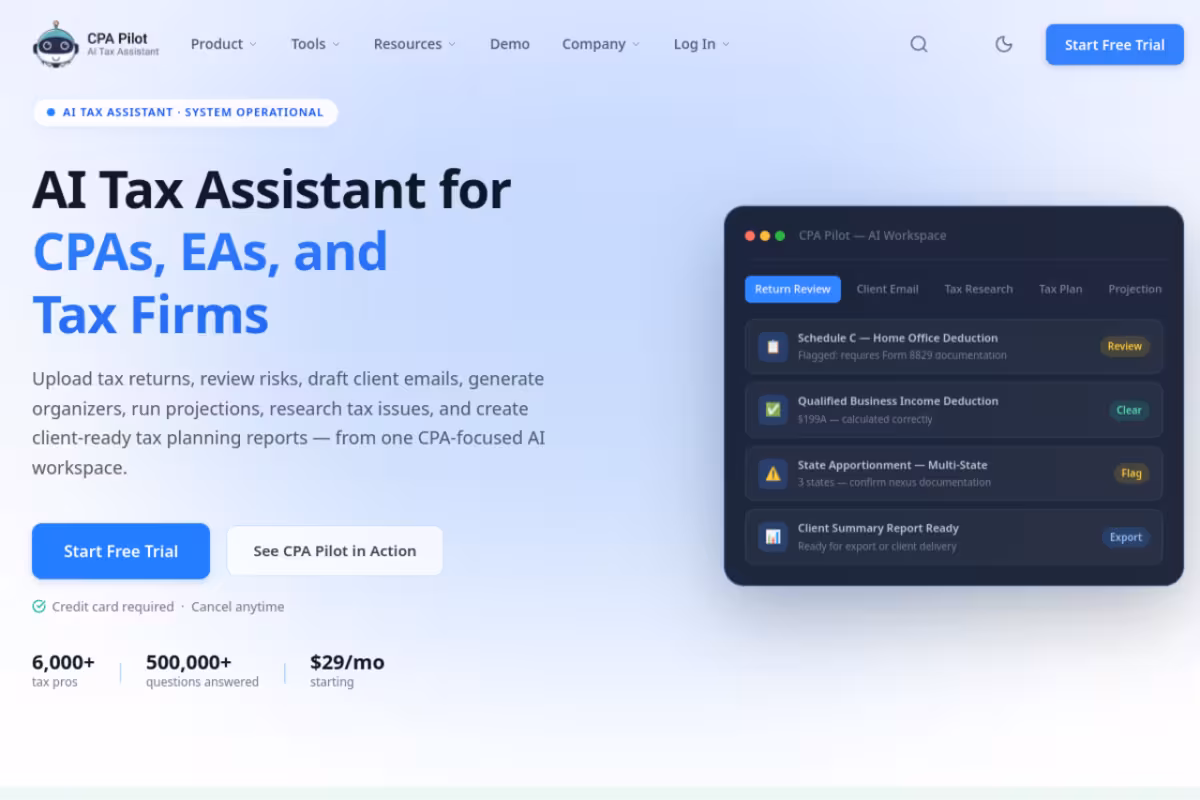 #1 AI Tax Assistant homepage screenshot