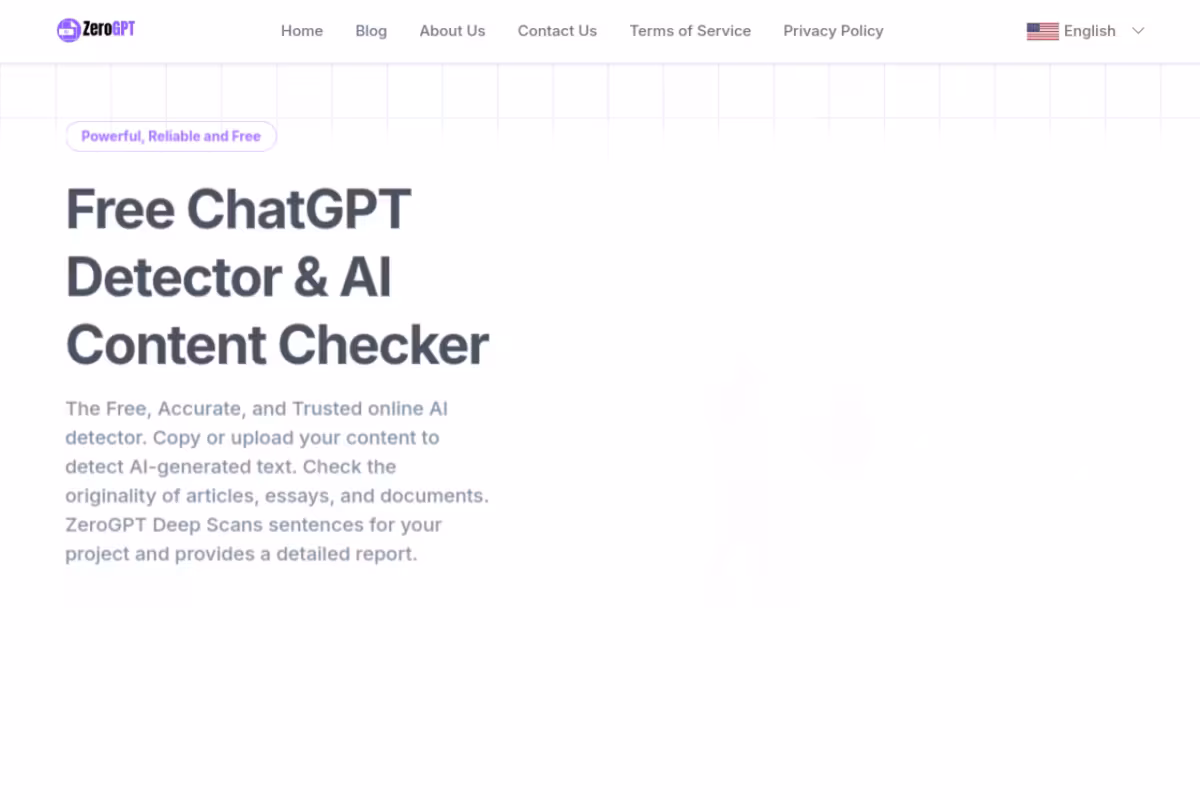 ZeroGPT homepage screenshot