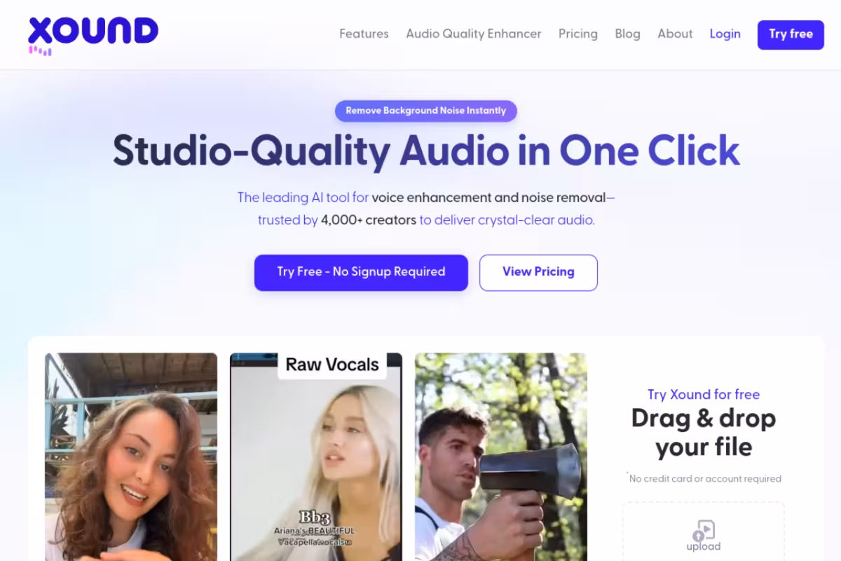 Xound.io homepage screenshot