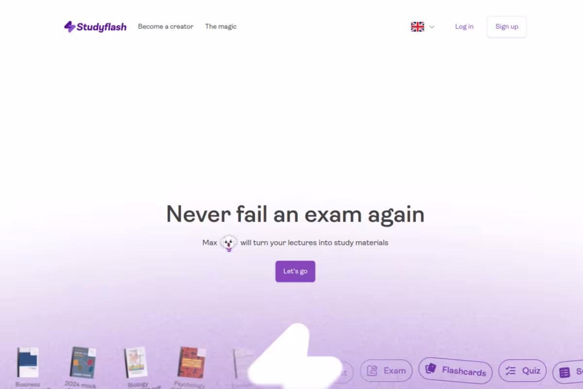 Studyflash homepage screenshot