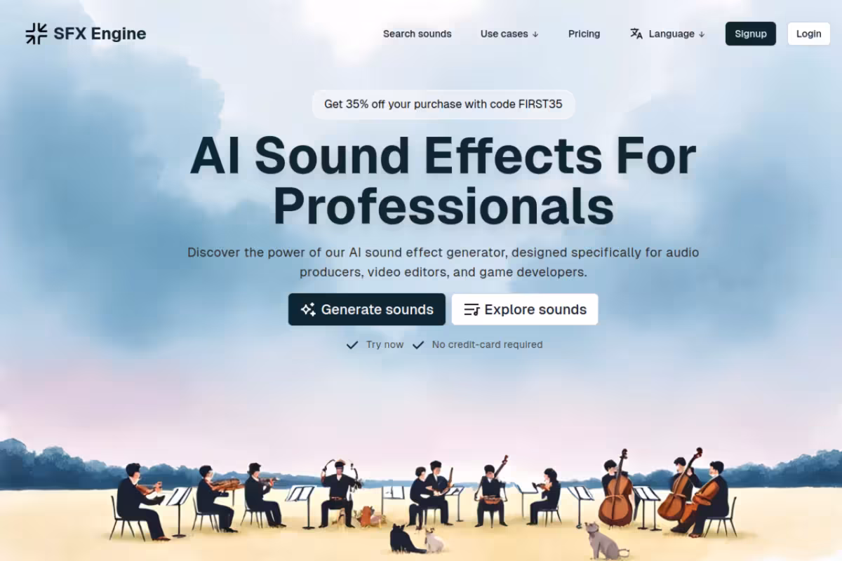 Create Custom Audio Instantly homepage screenshot