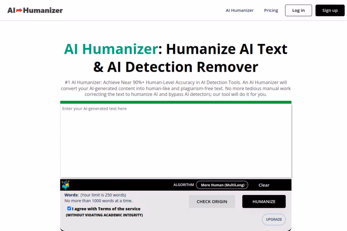 AI Humanizer.com homepage screenshot