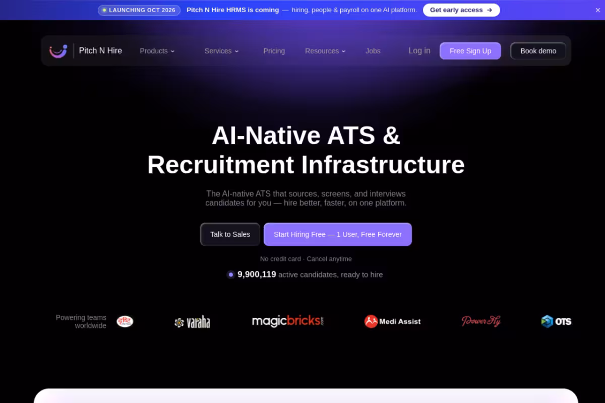 Pitch N Hire homepage screenshot