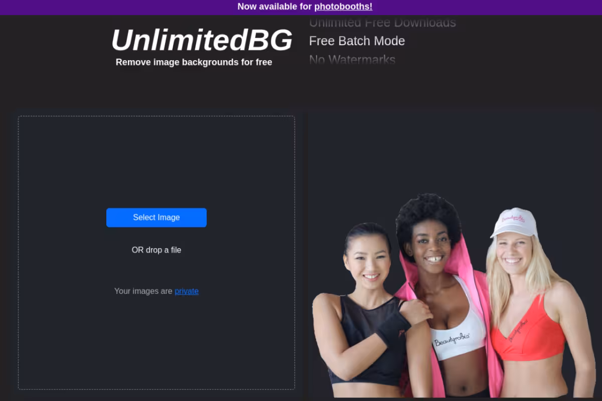 UnlimitedBG for Sparkbooth homepage screenshot